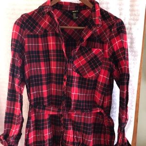 Forever 21 Plaid Button Up Dress